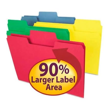 Smead Smead SuperTab Colored File Folders, 1/3 Cut, Letter, Assorted, 100/Box 11987